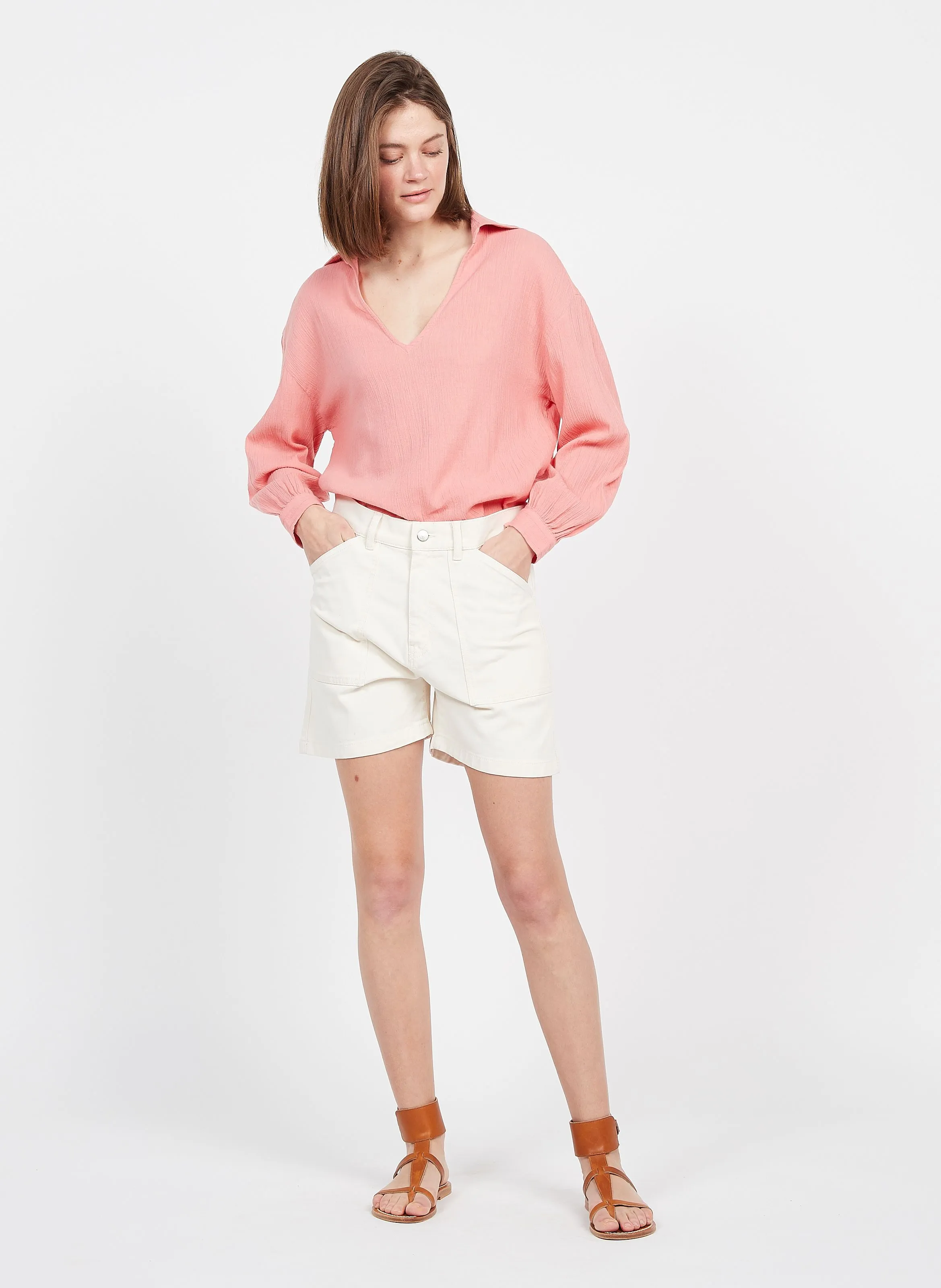 ACQUAVERDE MARY - Short de mezcla de algodón en blanco