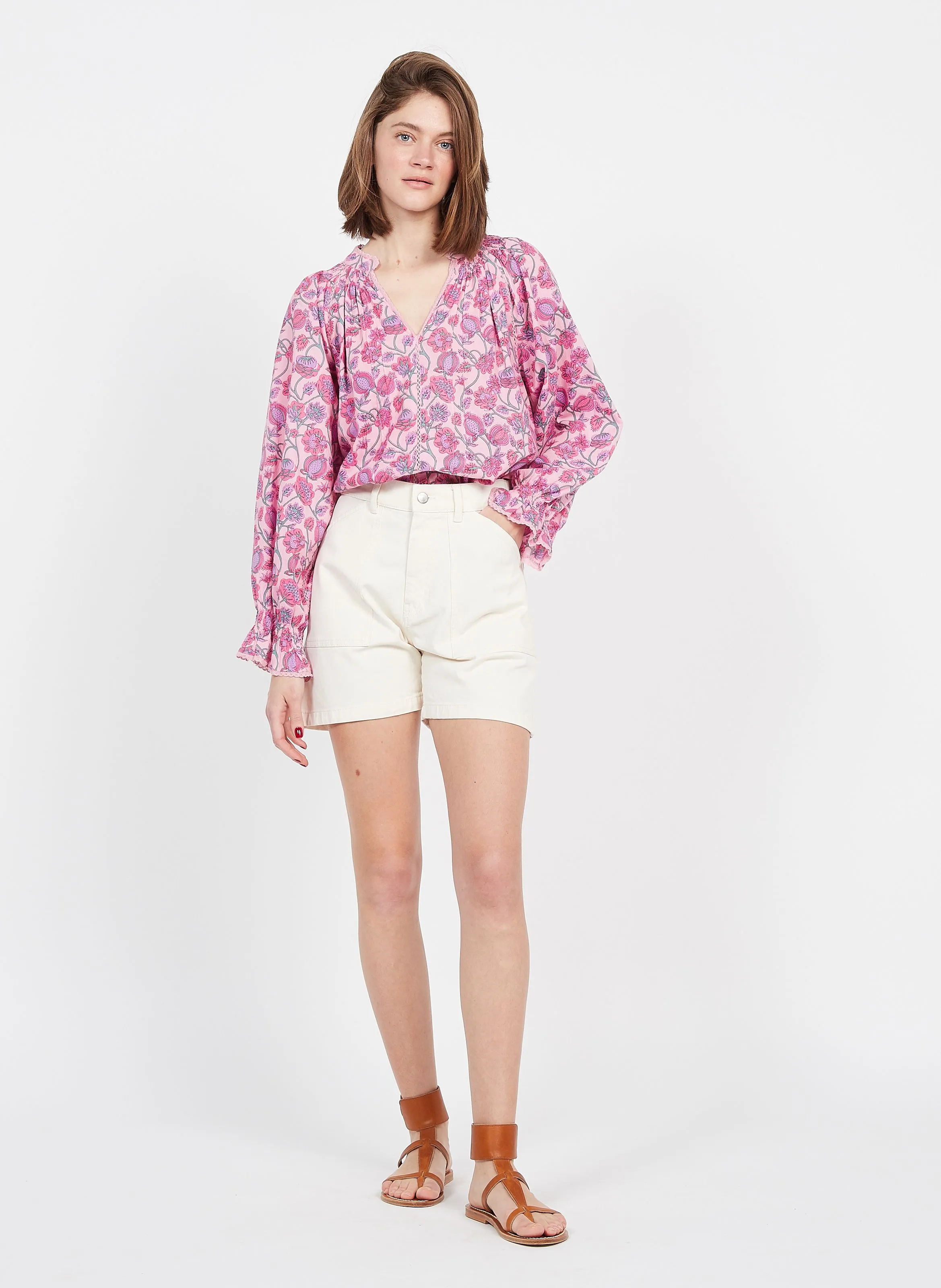 ACQUAVERDE MARY - Short de mezcla de algodón en blanco