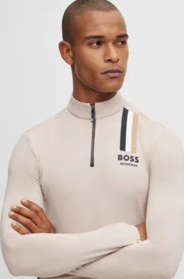 Camisa de equitación para doma con raya de la marca y logo