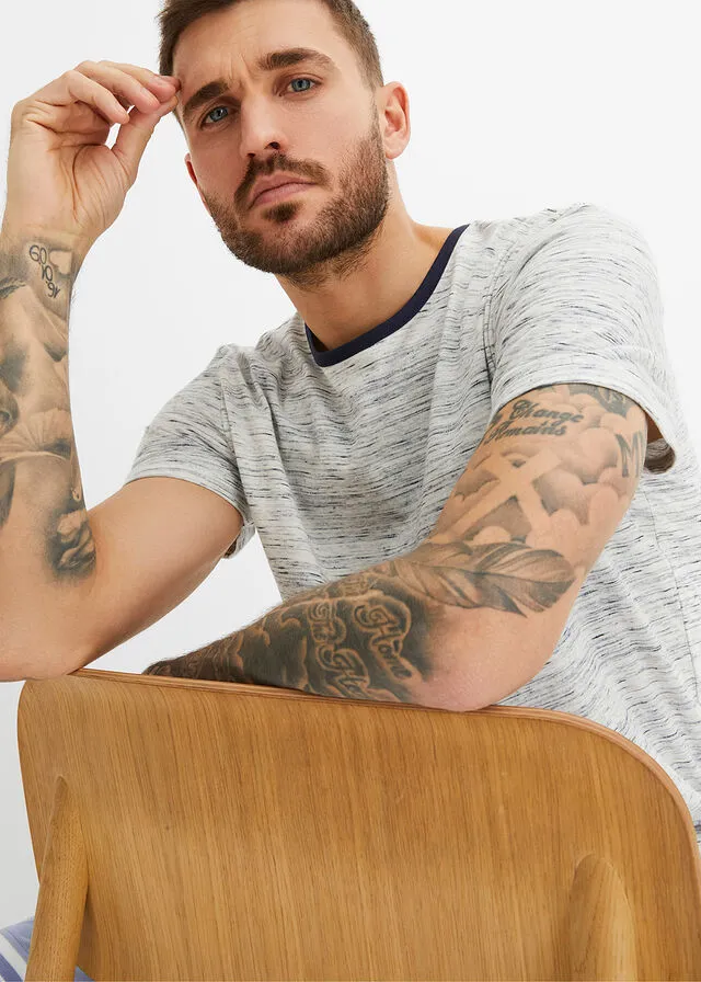 Camiseta azul marino / blanco moteado