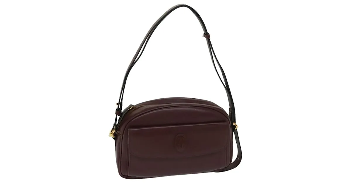 CARTIER Bandolera Cuero Rojo Auth 68238 Roja 