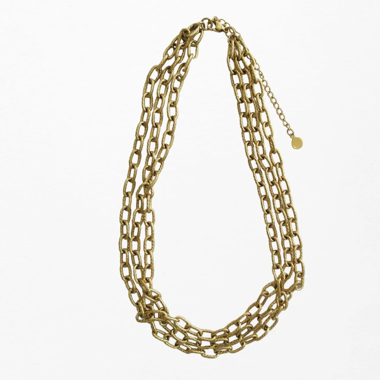 COLLAR ACERO TRIPLE CADENA DORADO