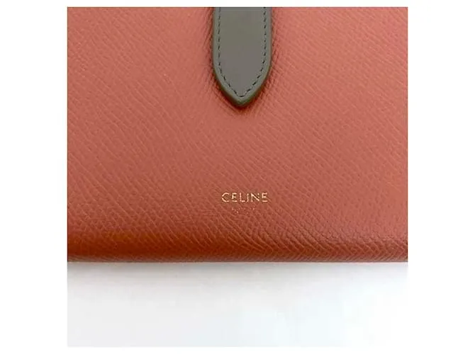 Céline Billetera Celine de doble pliegue en gris y rojo Castaño Roja 
