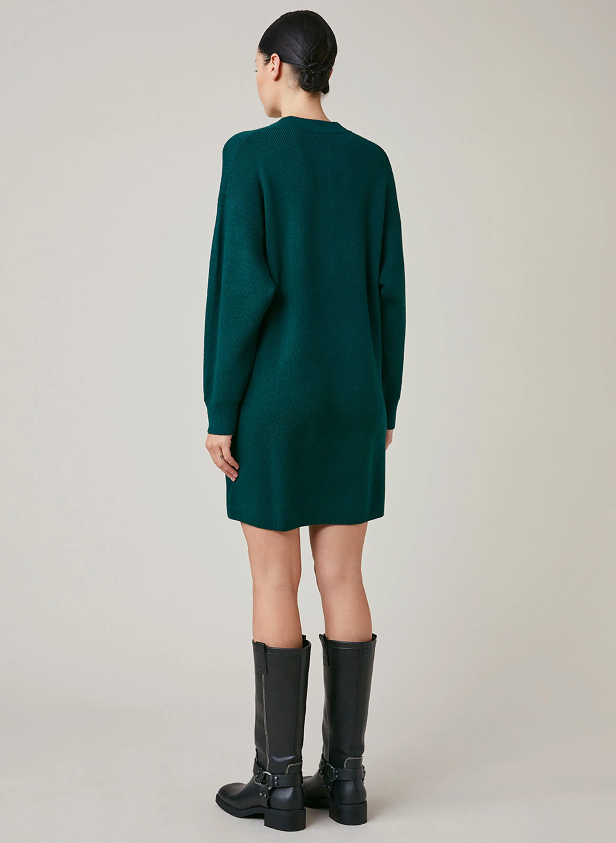 ENOIS - Vestido tipo jersey corto de mezcla de lana en verde