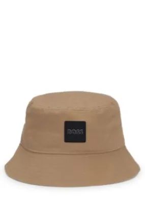 Gorro de pescador en sarga de algodón con logo de goma para niños