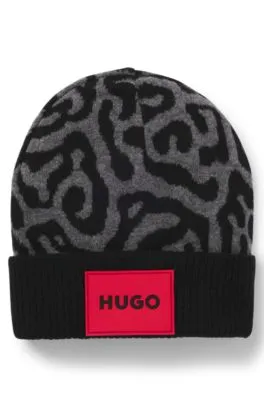Gorro de punto para niños con motivo de guepardo tejido en jacquard