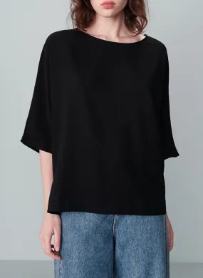 GRACE ET MILA NAVEL - Camiseta de tirantes holgada lisa con cuello redondo en negro