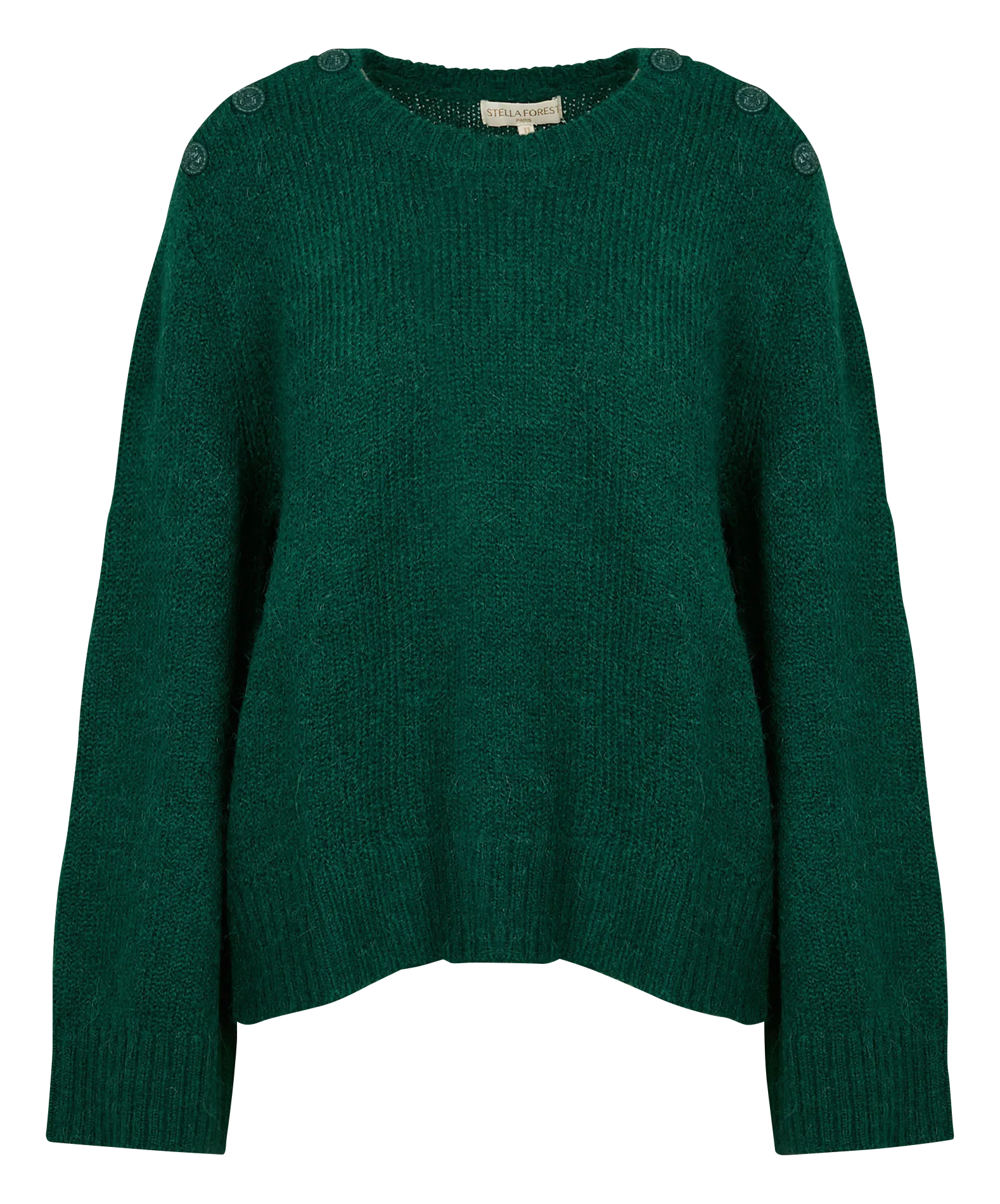 LLIONA - Jersey de punto recto con cuello redondo en verde