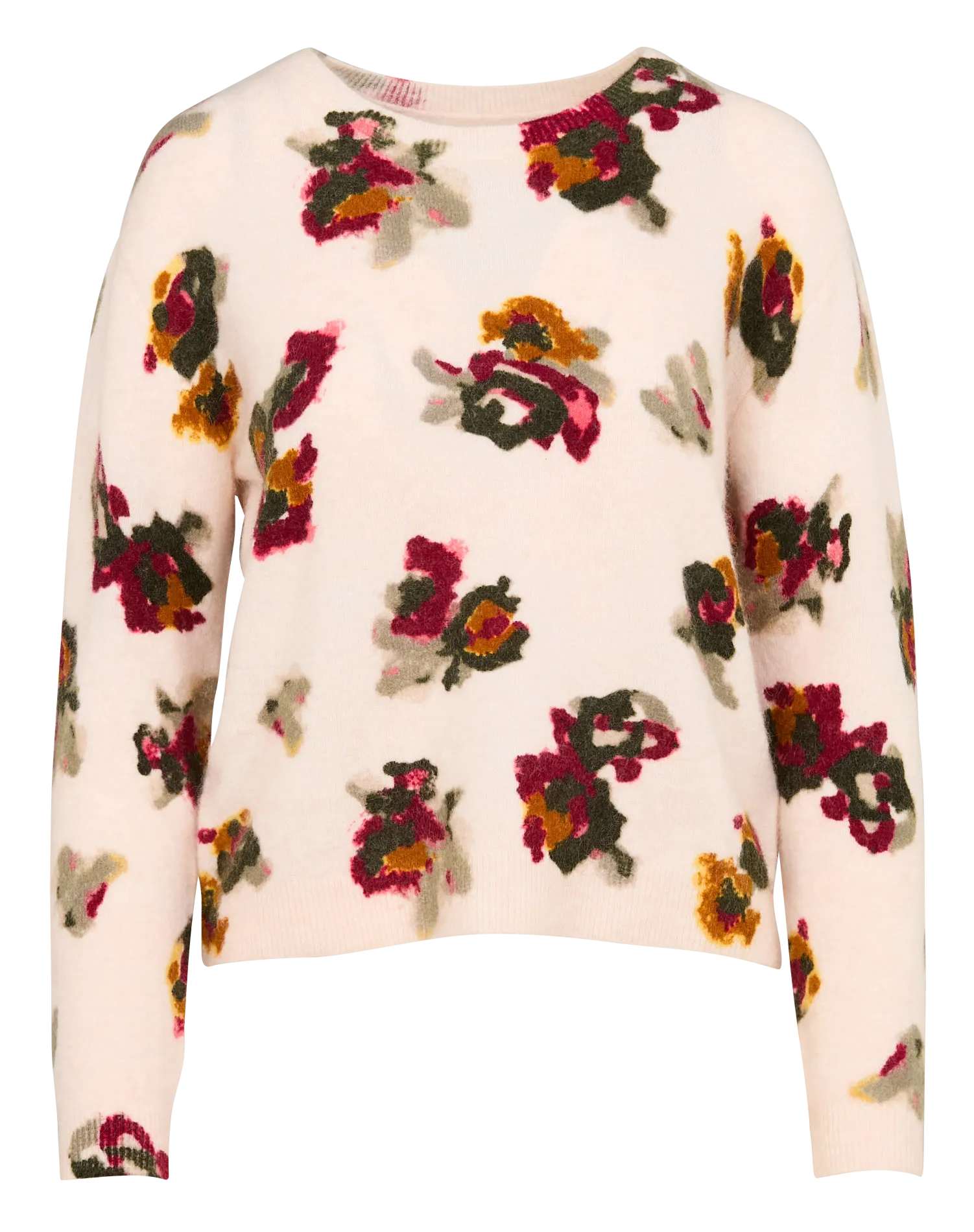 MARIKA - Jersey recto de mezcla de lana con cuello redondo en blanco