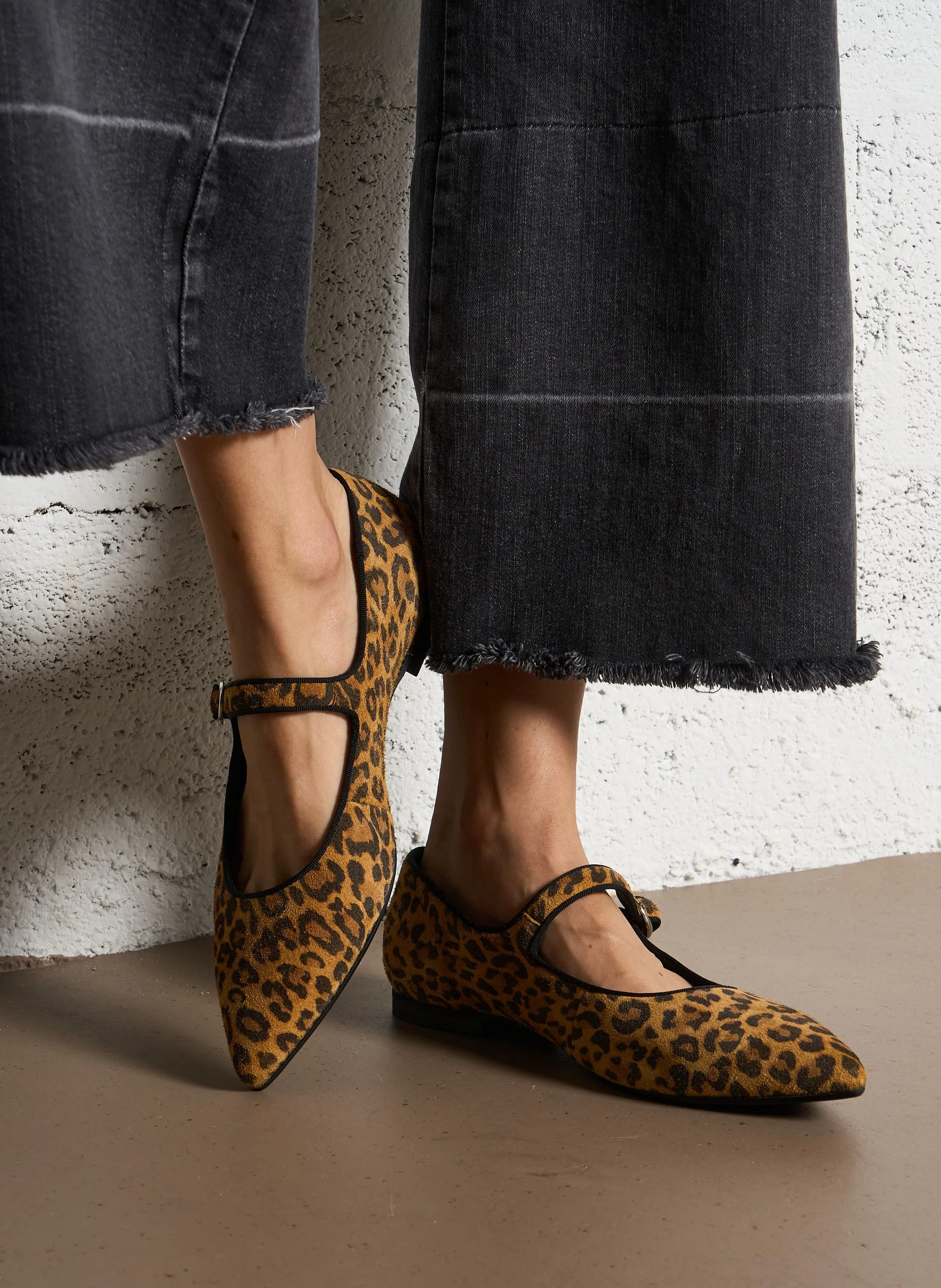 MELLOW YELLOW PICOTA - Bailarinas de leopardo estampadas en cuero en marron