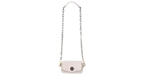 Minibolso Tory Burch con correa de cadena y solapa en piel color crema Blanco Crudo 
