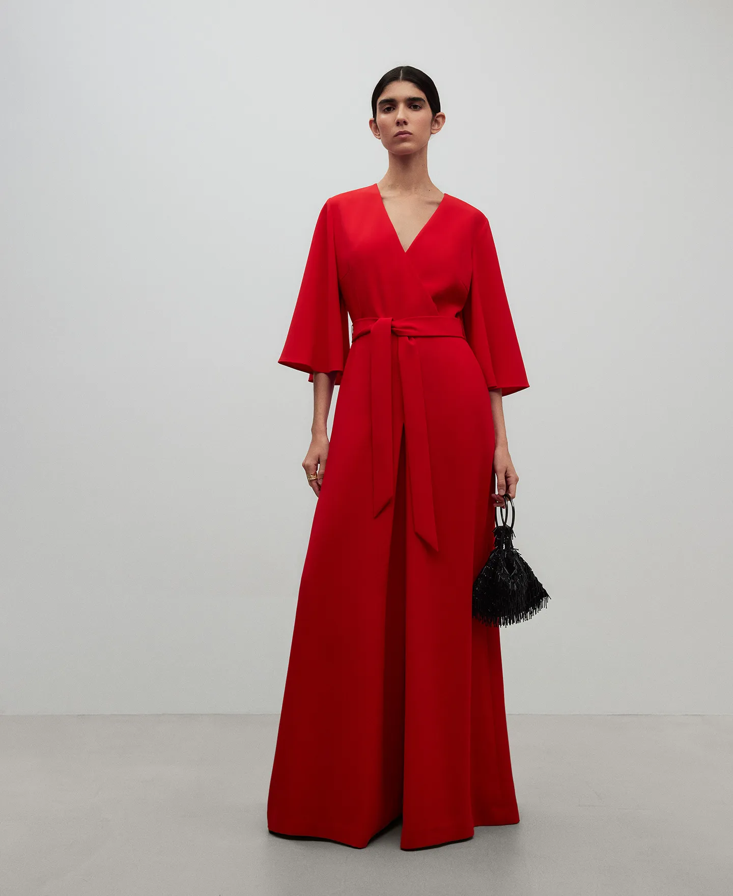 Mono largo rojo mujer