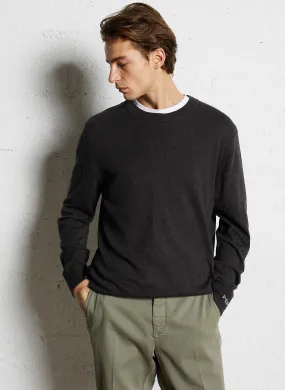 NEW ANDRE - Jersey recto de mezcla de algodón y lana con cuello redondo en gris