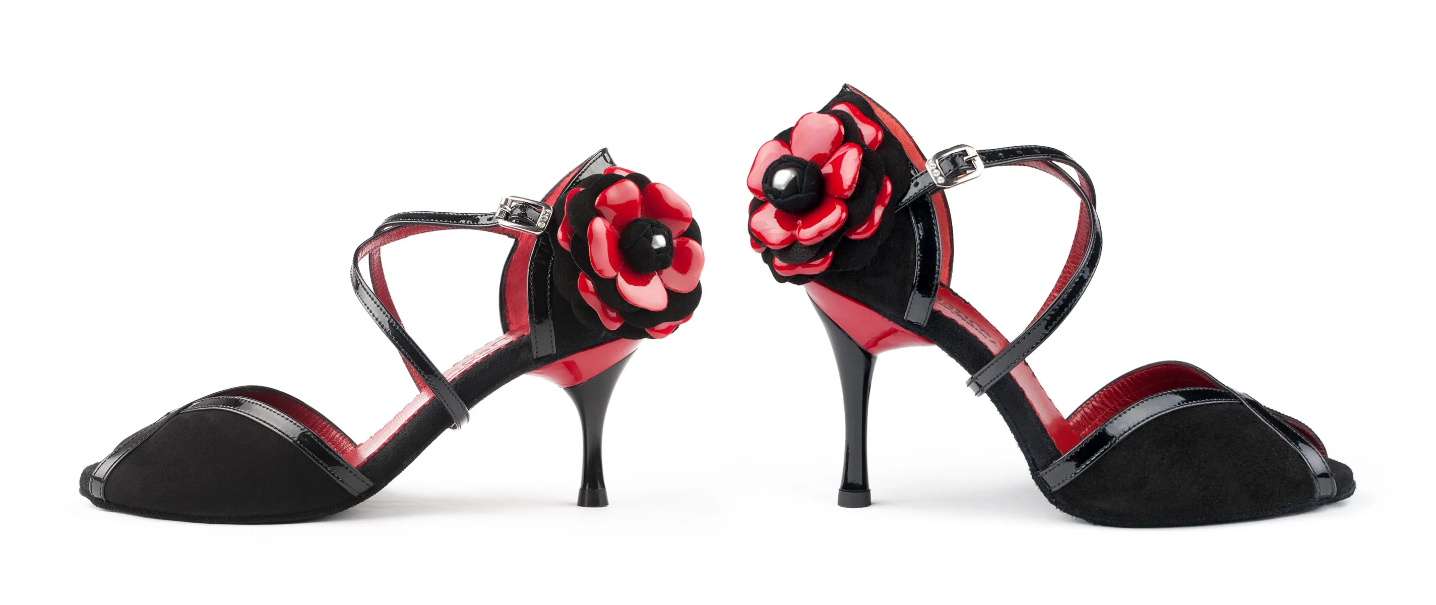 Portdance Mujeres Zapatos de Baile PD501 - Negro/Rojo - 5,5 cm