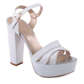 Sandalias blancas tacon e plataforma mujer