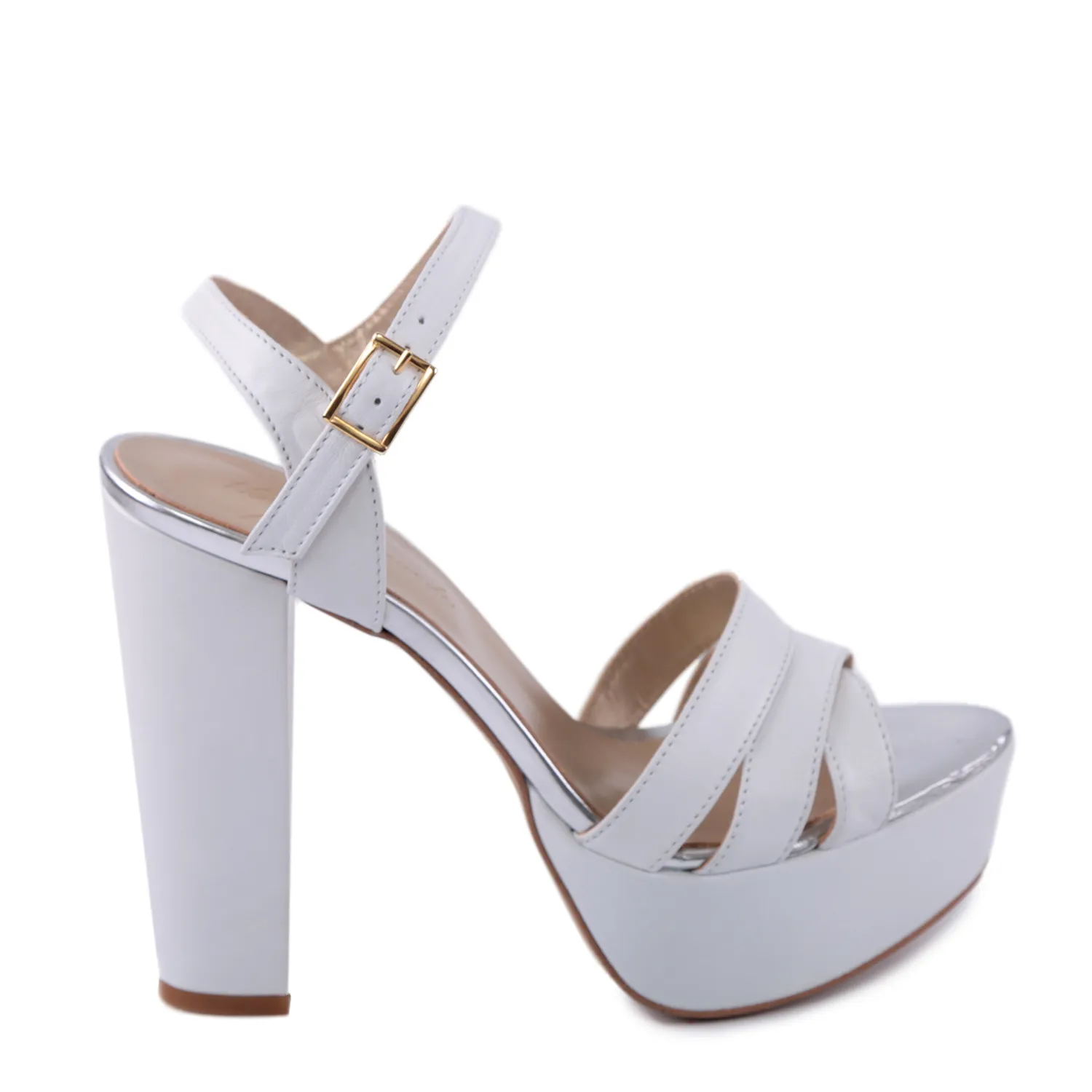 Sandalias blancas tacon e plataforma mujer