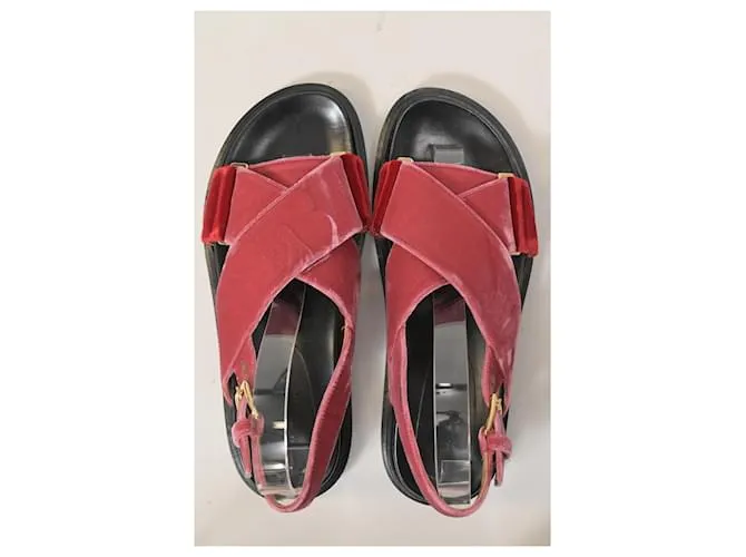Sandalias Marni Fussbett en terciopelo rojo Roja 
