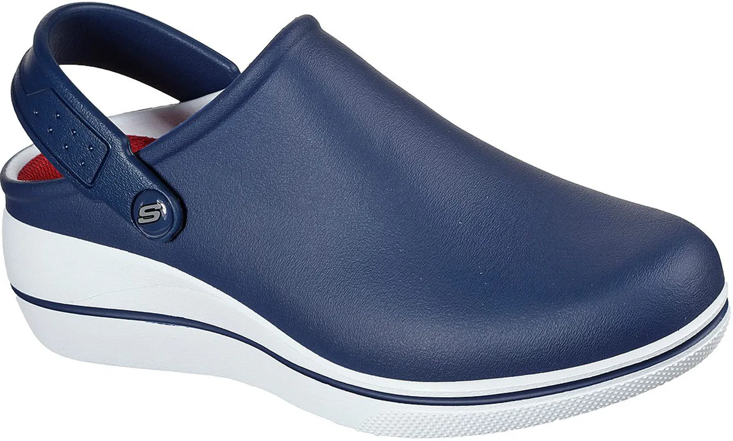 SKECHERS Zueco antideslizante, con puntera blanda, azul marino/blanco, de mujer SKECHERS Work Amreli