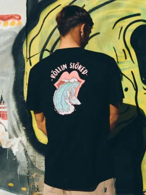 STOKED Polera Stoked Retro Solrac Reciclada Hombre Negra