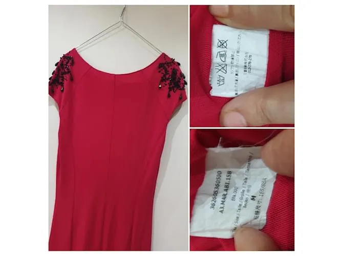 Vestido Marella rojo con perlas Roja 