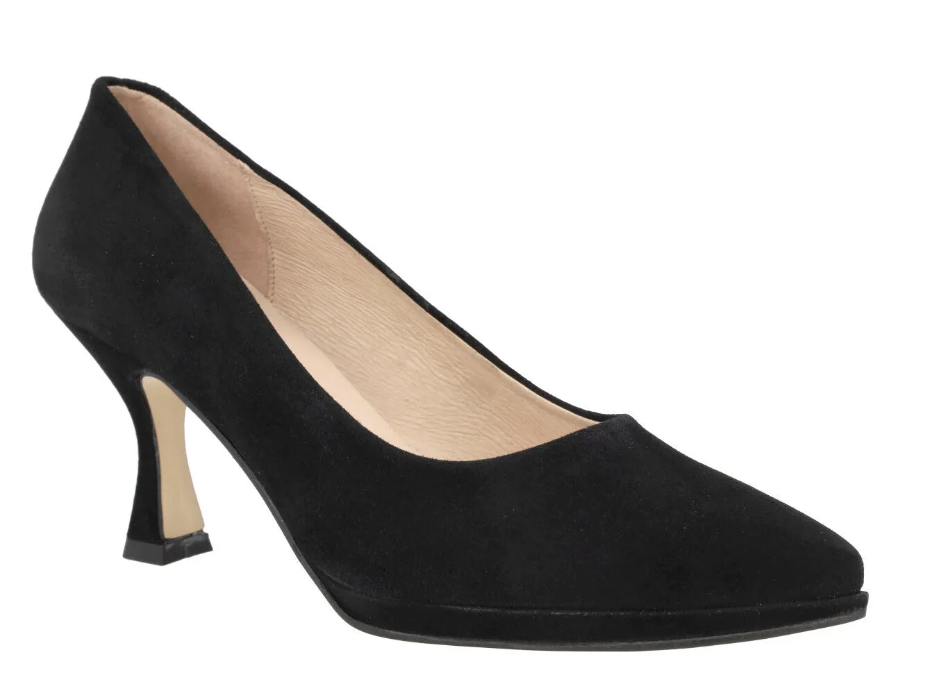 Zapatos corte salón de ante con plataforma y tacones de 8 cms